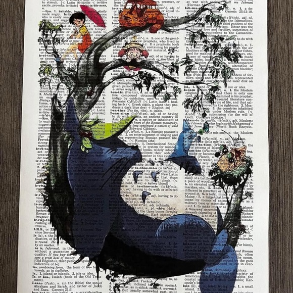 Studio Ghibli Themed Dictionary Art Prints Ponyo Totoro Kiki’s Howls Set of 6 - Picture 3 of 6
